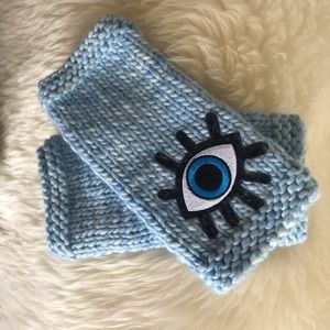 Hand-knit Evil Eye Fingerless Gloves